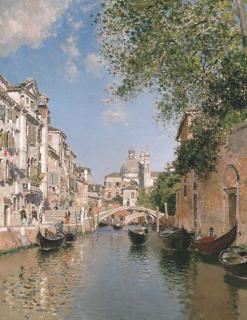Martin Rico y Ortega - Gondolas on a Canal, Venice