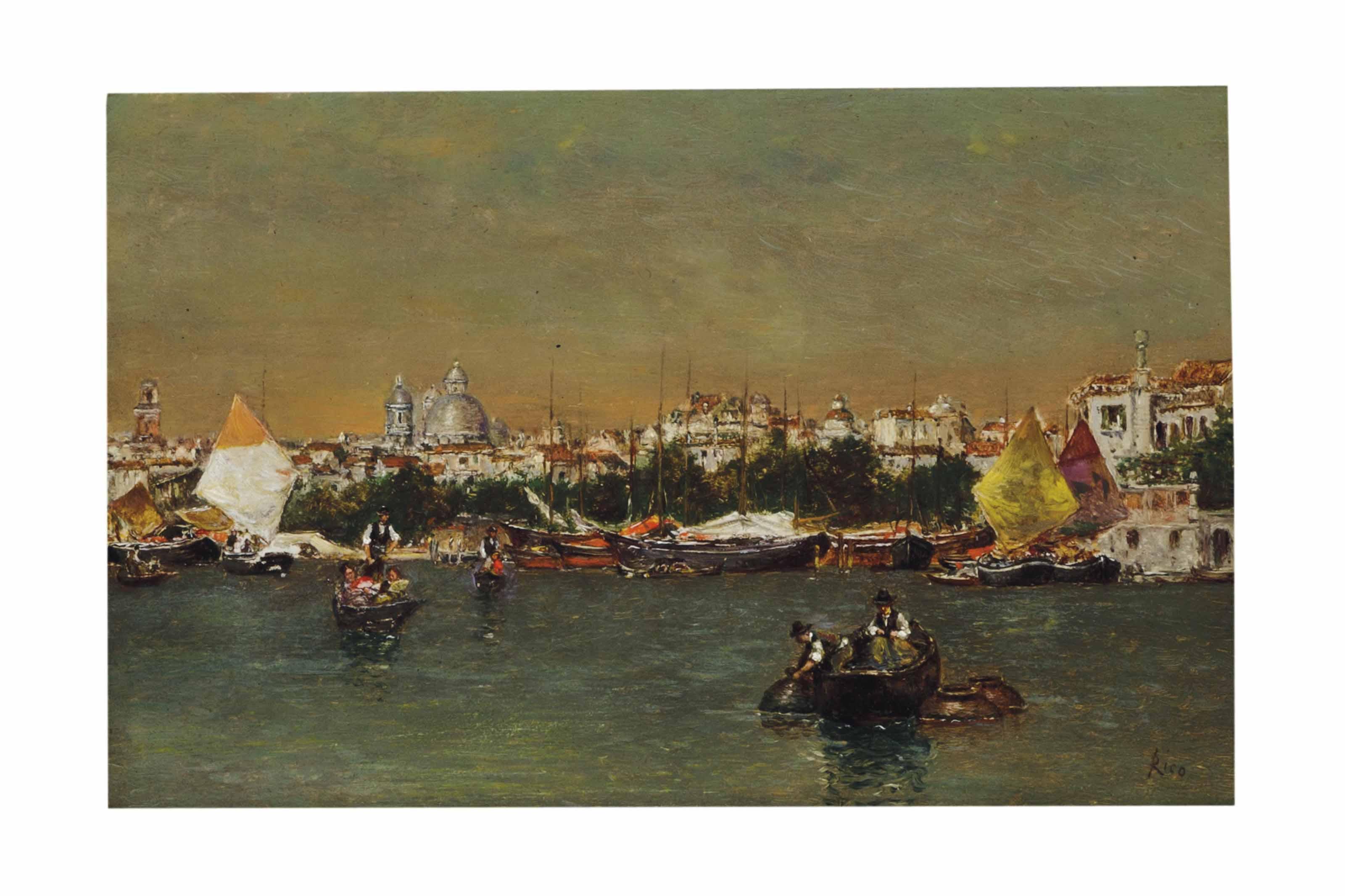 Martin Rico y Ortega - Gondolas On A Venetian Canal