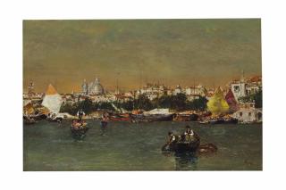 Martin Rico y Ortega - Gondolas On A Venetian Canal