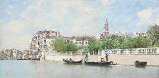 Martin Rico Y Ortega - Tourists Taking A Gondola Ride On The Grand Canal, Venice