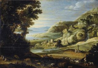 Martin Ryckaert - Paysage Animémartin Ryckaert ; Landscape With Figures And Animals ; Oil On Panel