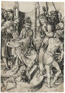 Martin Schongauer - Christ Before Pilate (B. 14; L., Holl. 24)