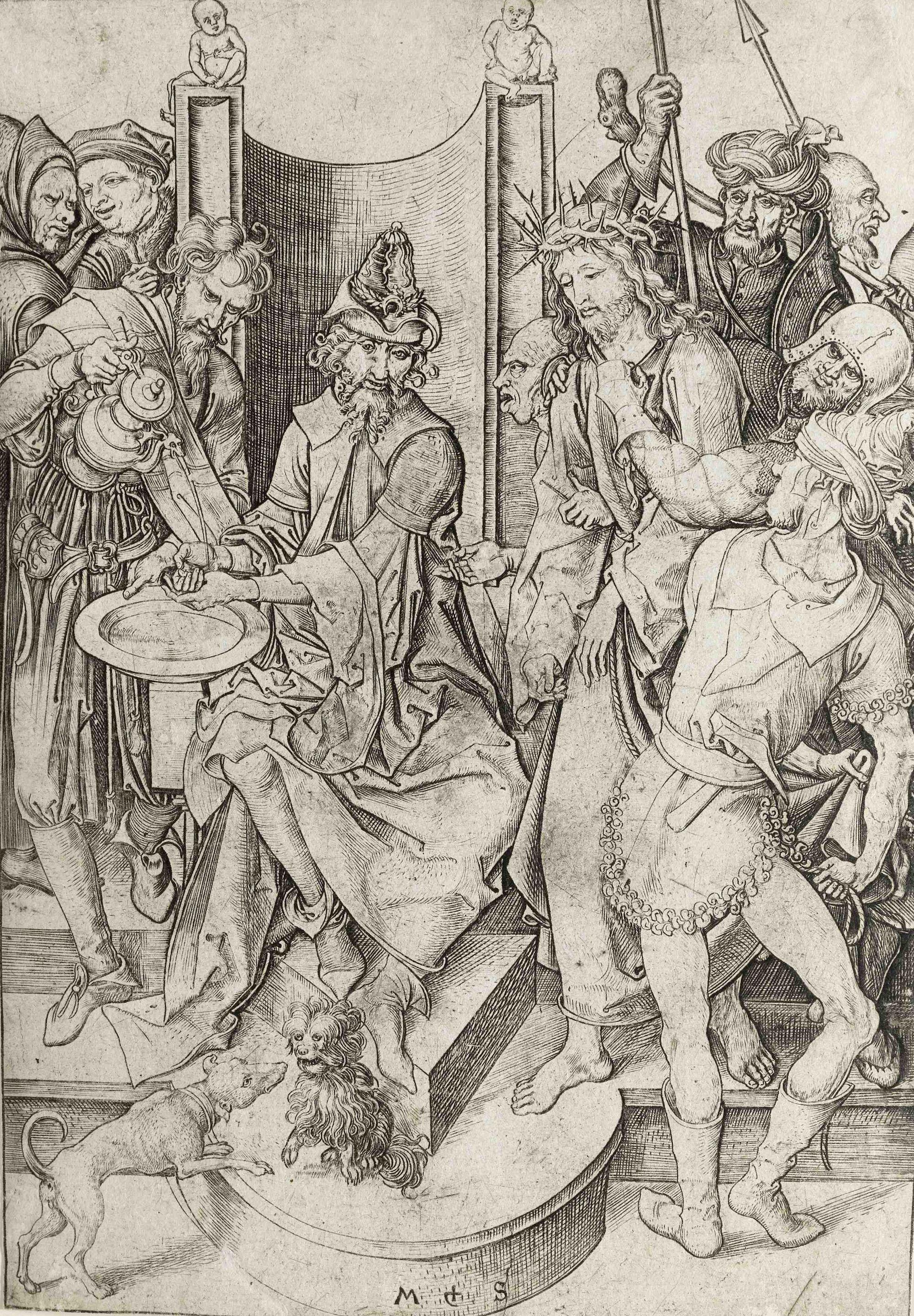 Martin Schongauer - Christ Before Pilate, From The Passion 4