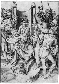 Martin Schongauer - Christus vor Pilatus.