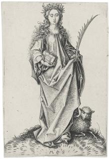 Martin Schongauer - Saint Agnes (B. 62; Holl., L. 67)