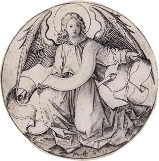 Martin Schongauer - The Angel of Saint Matthew (B. 73; Holl., L. 72)