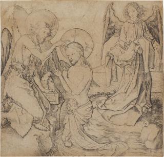 Martin Schongauer - The Baptism of Christ (Bartsch, Hollstein, Lehrs 8)