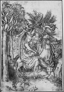 Martin Schongauer - The Flight into Egypt (B., L. 7)