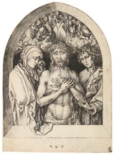 Martin Schongauer - The Man Of Sorrows Between The Virgin And St John (Bartsch 69; Lehrs, Hollstein 34)