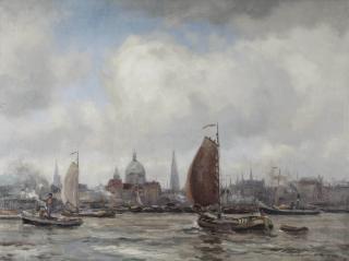 Martin van Waning - The IJ with the Nicolaaskerk beyond