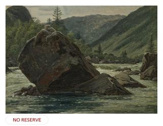 Martinus Rørbye - A jutting rock in the rapids (Fos med fremragende Klippestykke)