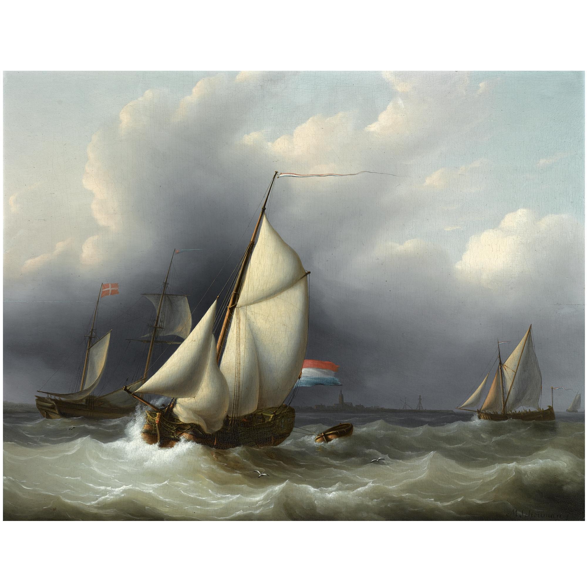 Martinus Schouman - Dutch Shipping In Choppy Waters