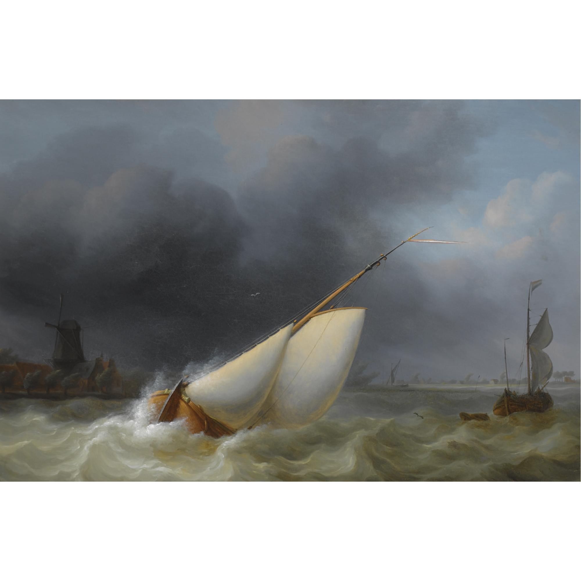 Martinus Schouman - Sailing In Choppy Waters