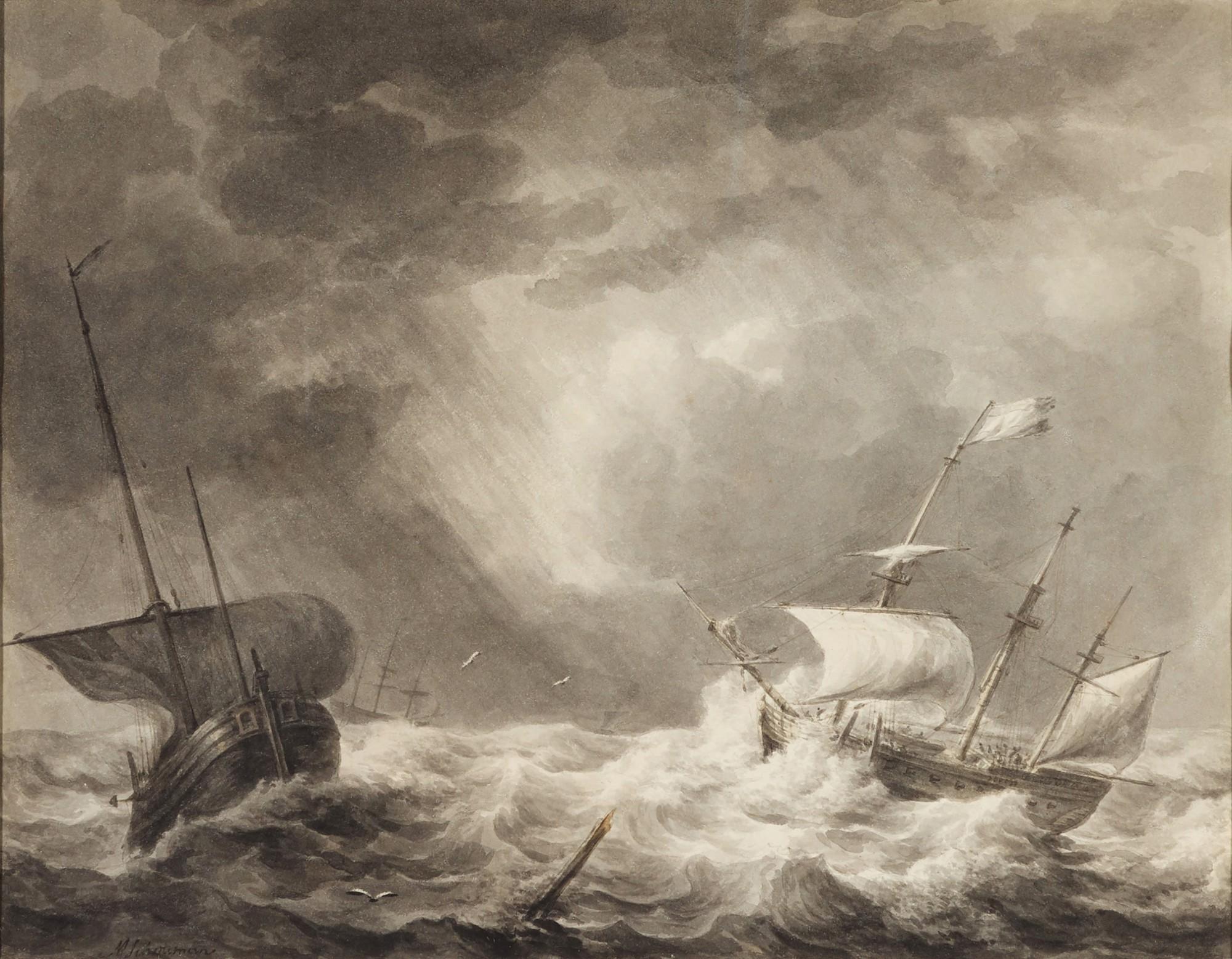 Martinus Schouman - Storm at sea