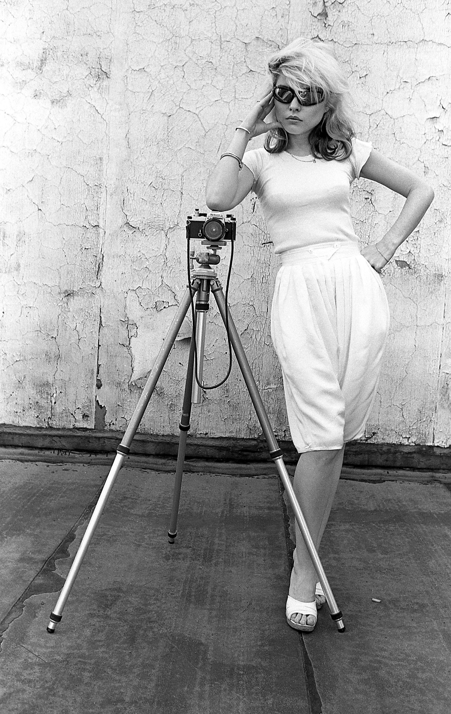 Martyn Goddard - Debbie Harry (Blondie) on Roof of The Record Plant studio with Nikon Camera, 1978, printed later