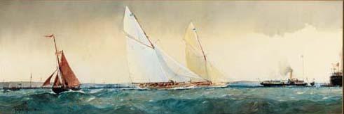 Martyn R. Mackrill - Lulworth and White Heather racing off Cowes