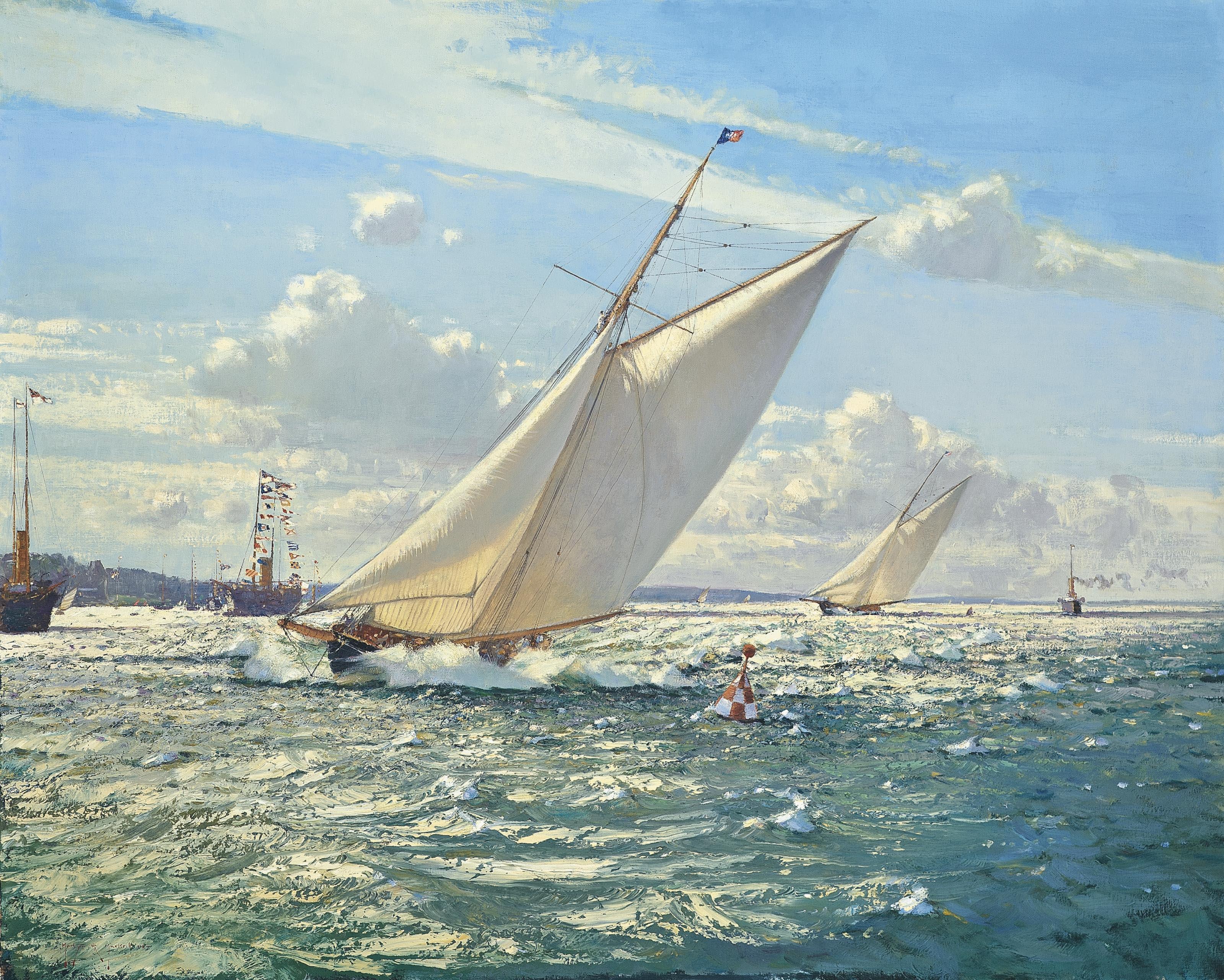 Martyn Richardson MacKrill - Britannia and Ailsa racing to windward off Cowes