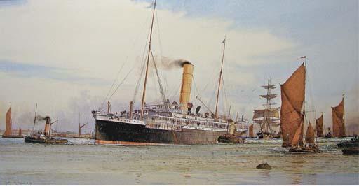 Martyn Richardson Mackrill - High Water At Tilbury, The Arrival of The Orient Pacific Liner Omrah, 1905