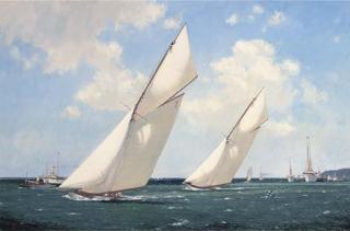 Martyn Richardson Mackrill - Octavia Leading Mariquita In The Solent Off Cowes - 19-Metre Class, 1911