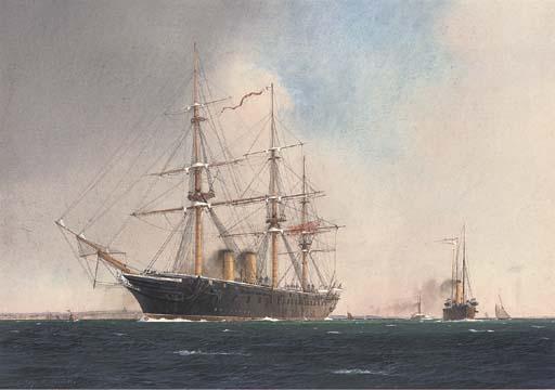 Martyn Richardson Mackrill - The Legendary Iron Battleship H.M.S. Warrior Off Gillicker On High Speed Trials