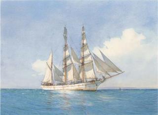Martyn Richardson Mackrill - The three-masted barque Favell ghosting up the Channel in summer