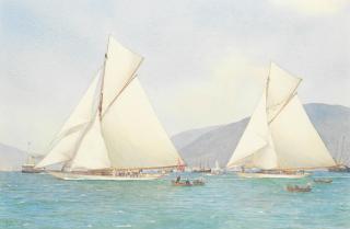 Martyn Richardson Mackrill - Two yachts in full sail, possibly off Cumbrae