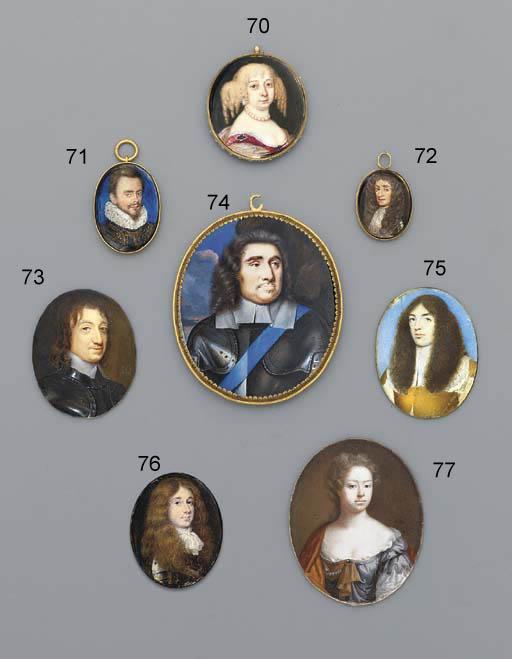 Mary Beale - A Young Lady, In Grey Silk Dress With White Underdress, Pearls And Dull Gold Coloured Scarf Draped Across Bodice And Fastened At Corsage With Gold-Set Jewelled Brooch, Orange Silk Stole Draped Over Her Right Shoulder