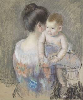 Mary Cassatt - Baby Charles Looking Over His Mother\'s Shoulder (No. 2)