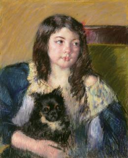 Mary Cassatt - Françoise, Holding A Little Dog, Looking Far To The Right