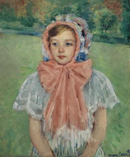 Mary Cassatt - Girl in a Bonnet Tied with a Large Pink Bow