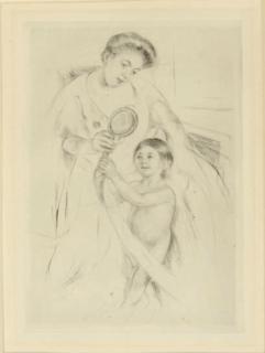 Mary Cassatt - Looking into the hand mirror (No. 3) (B. 202+)