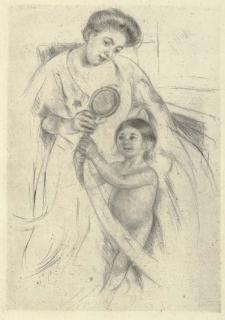 Mary Cassatt - Looking into the Hand Mirror (No. 3) (Breeskin 202+)