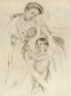 Mary Cassatt - Looking into the Hand Mirror (No. 3) (Breeskin 202+)