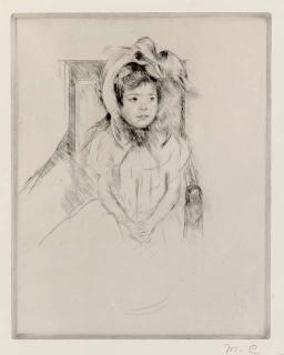 Mary Cassatt - Margot Wearing a Large Bonnet Seated in an Armchair (B. 192)