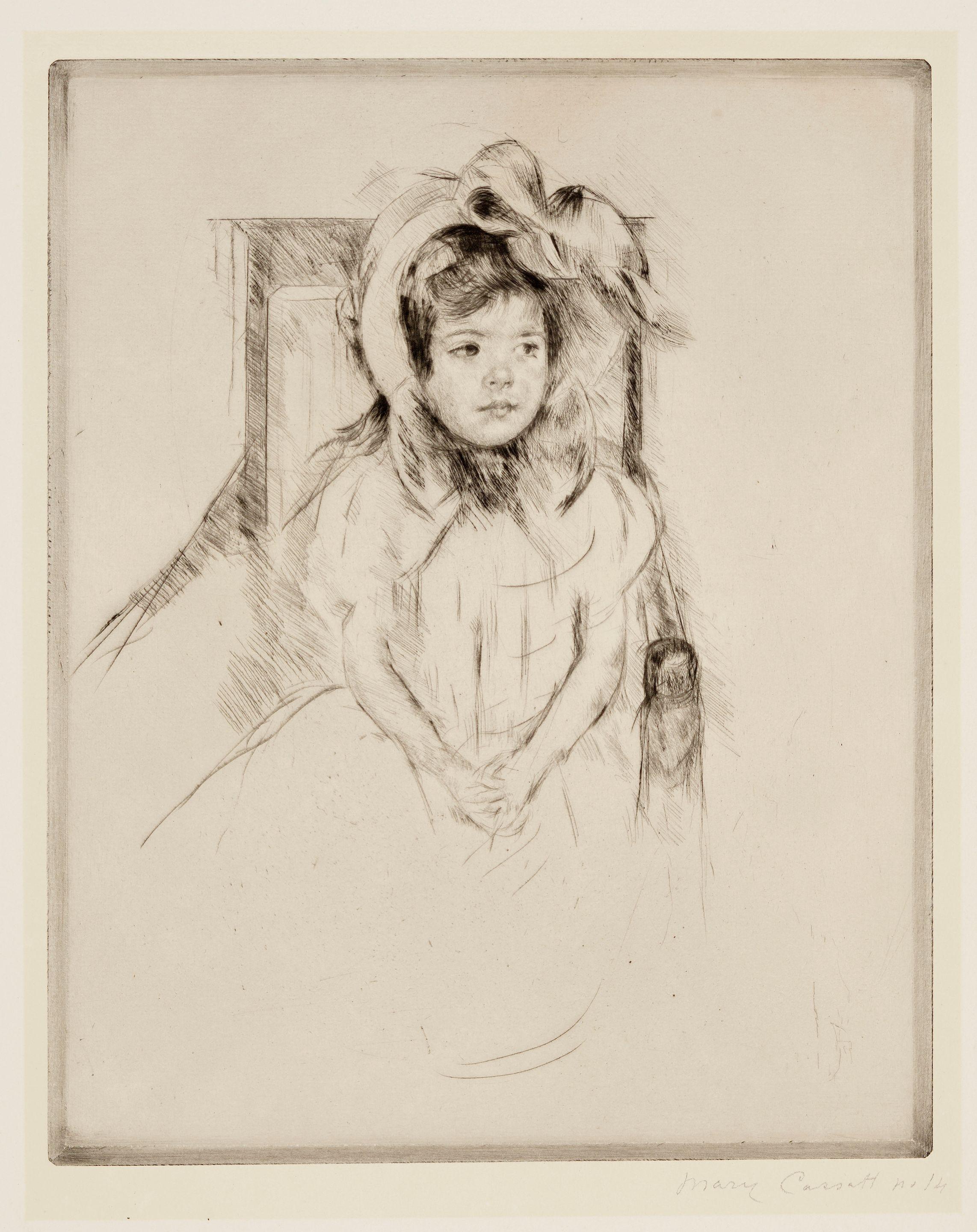Mary Cassatt - Margot Wearing a Large Bonnet, Seated in an Armchair
