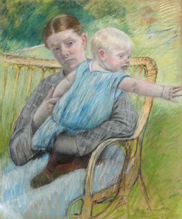 Mary Cassatt - Mathilde Holding Baby Who Reaches Out To Right