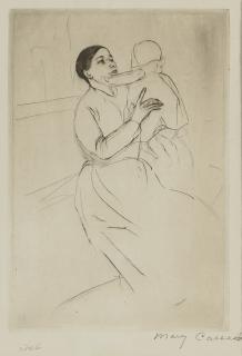 Mary Cassatt - Mother Marie Holding Up Her Baby (B. 141); Together With The Preparatory Drawing