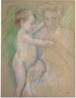 Mary Cassatt - Nude baby beside her mother
