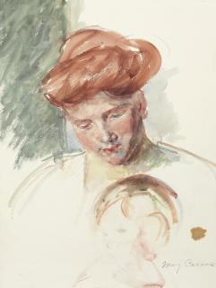 Mary Cassatt - Sketch Of Mother Jeanne Looking Down, With Her Baby (No. 3)