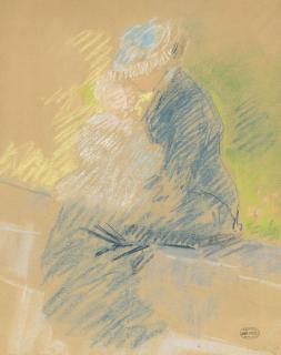 Mary Cassatt - Slight Sketch of a Young Woman with a Baby on Her Lap