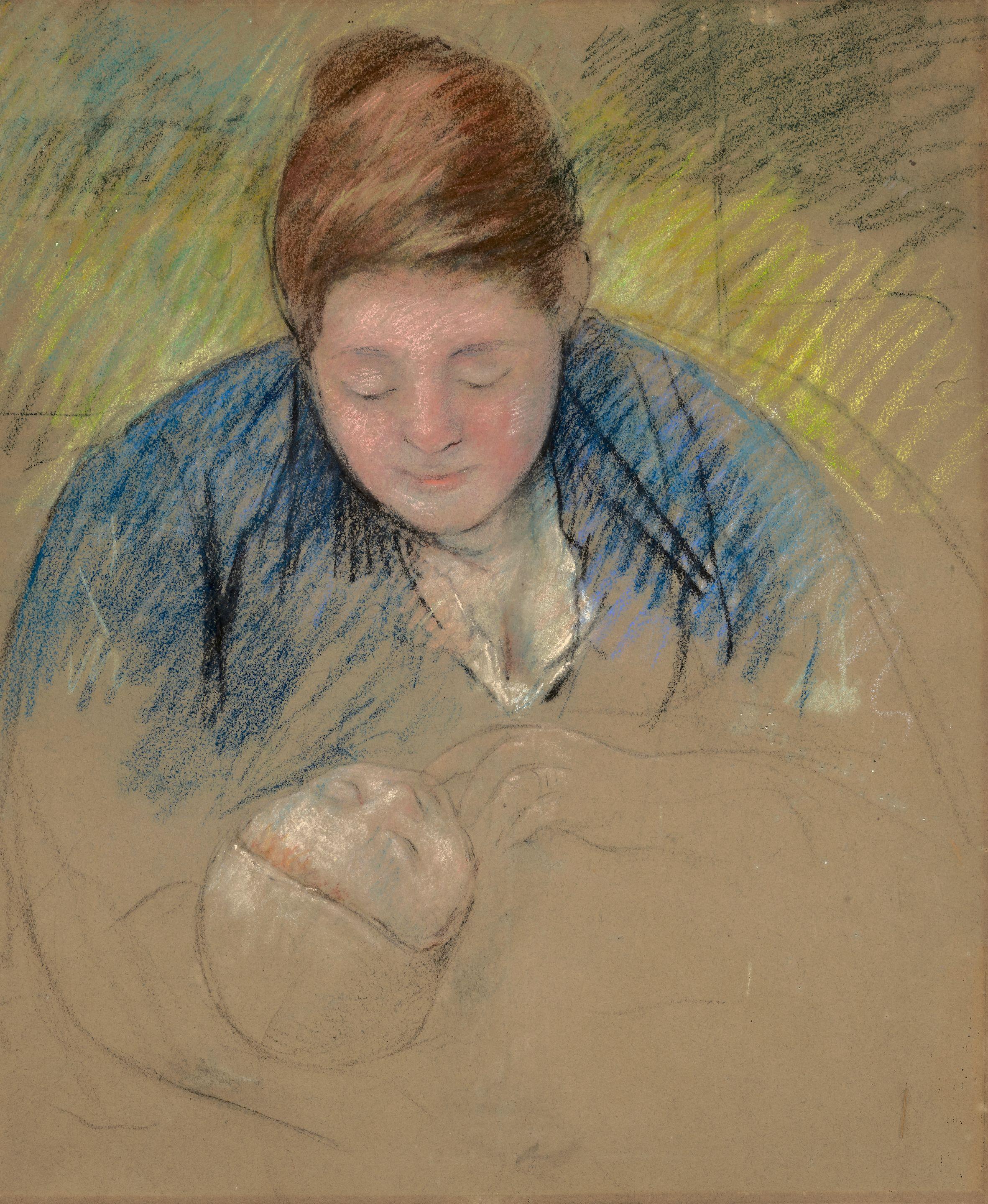 Mary Cassatt - Stout Mother Trying to Awaken Her Baby (Femme se penchant sur un bébé)