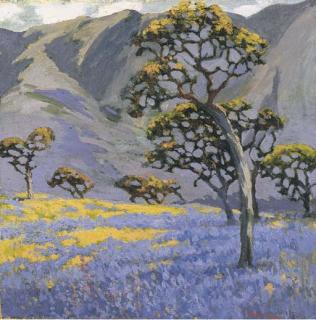 Mary De Neale Morgan - Oaks and Lupin, Carmel Valley