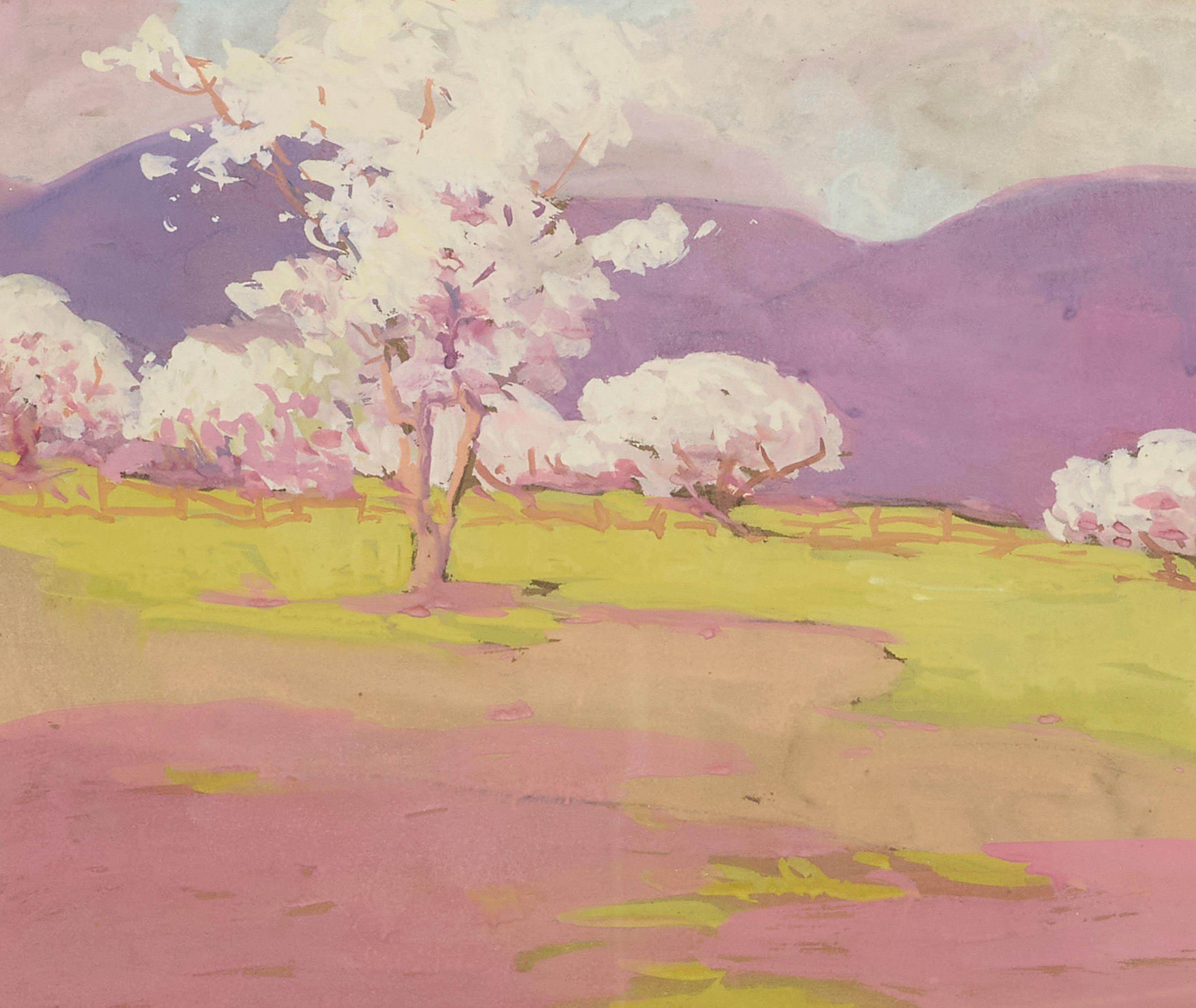 Mary DeNeale Morgan - Atmospheric Cypress and Spring Cherry Orchard (a group of two)