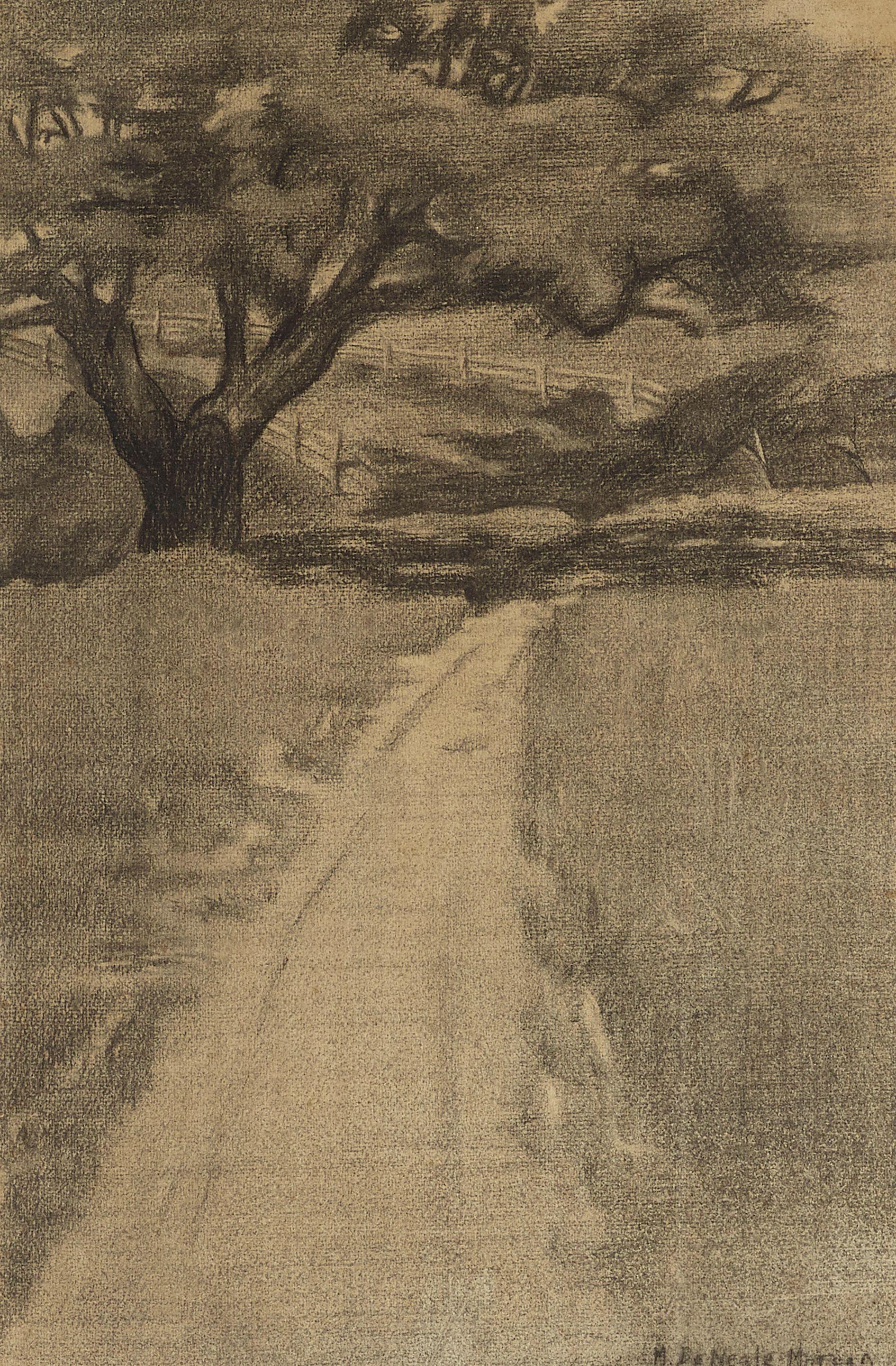 Mary DeNeale Morgan - Monterey Adobe and Landscape with Oak (a group of two) first sight 10 x 7 1/2 in., second sight 17 x 11 1/2 in. first framed 16 x 17 in; second framed 28 x 21 in.