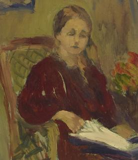 Mary DeNeale Morgan - Portrait of Charlotte \'Lotta\' Mignon Crabtree 10 x 7 in. framed 17 x 14 in.