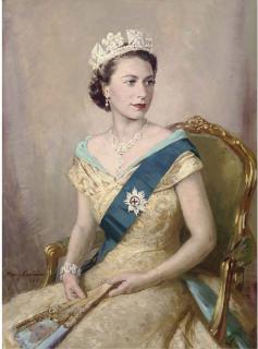 Mary Eastman - Portrait of Queen Elizabeth II, Seated Three-Quarter Length, In Royal Dress