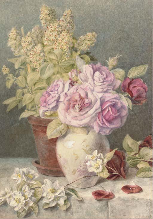 Mary Elisabeth Duffield, R.I. - Giant mignionette and roses