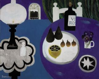 Mary Fedden, R.A. - Blue still life; The Lamp