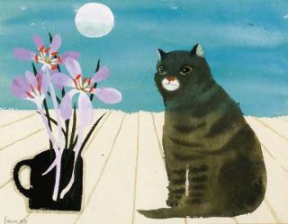 Mary Fedden, R.A. - Cat by a full Moon