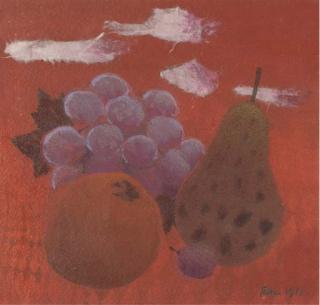 Mary Fedden, R.A. - Fruit On Red